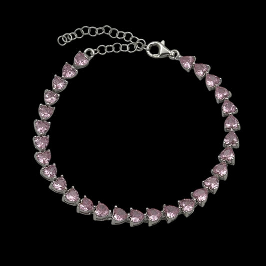 Bratara Tennis Lovely Pink Argint