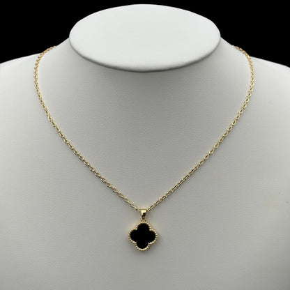 Lantisor Trifoi Auriu cu Negru Placat cu Aur 18K