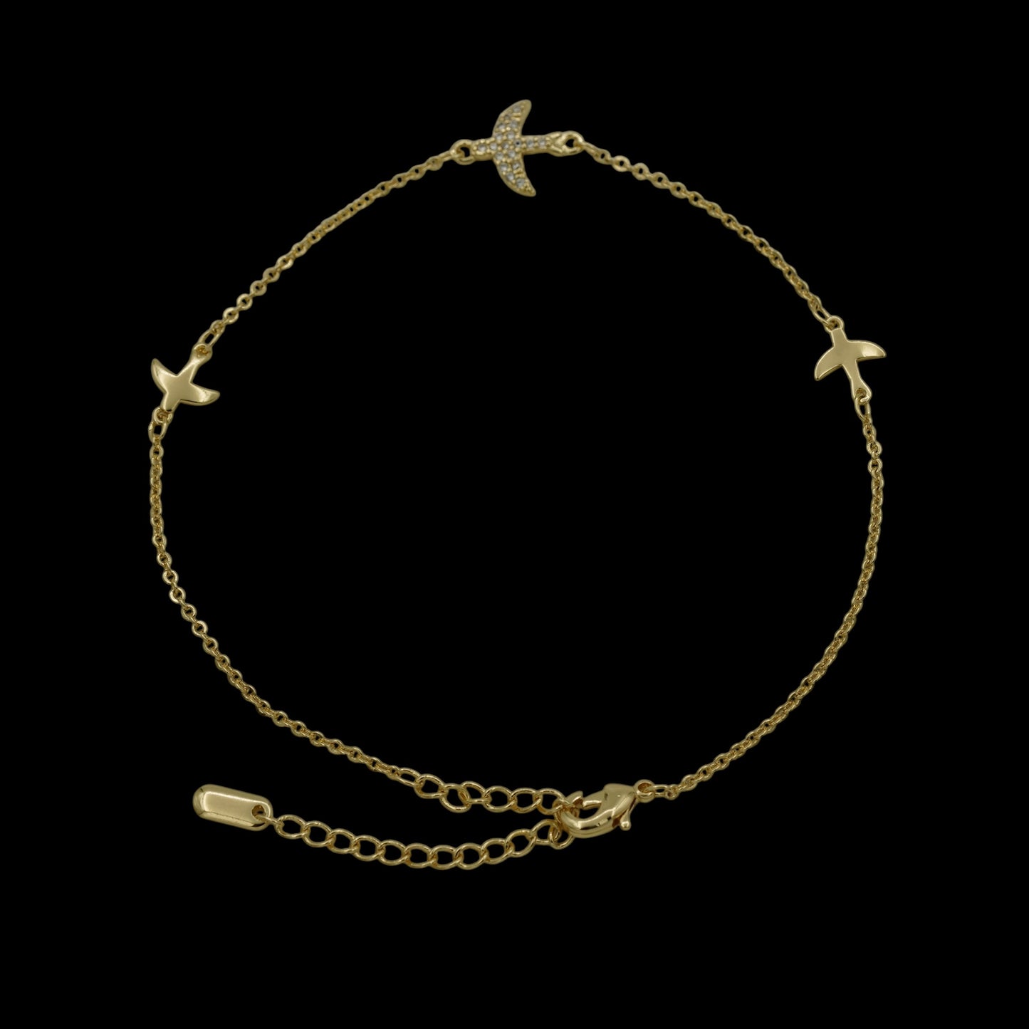 Bratara de picior Birds Placata cu Aur 18K