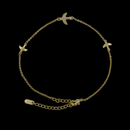 Bratara de picior Birds Placata cu Aur 18K