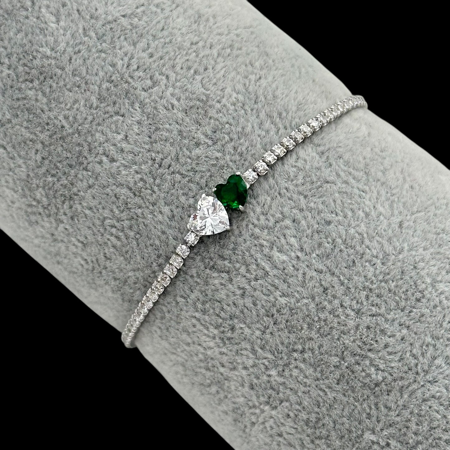 Bratara Tennis Soulmate Green Argint