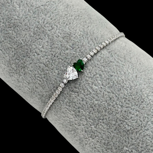 Bratara Tennis Soulmate Green Argint