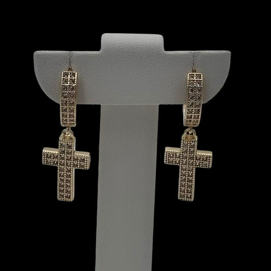 Cercei Cross Placați cu Aur 18K