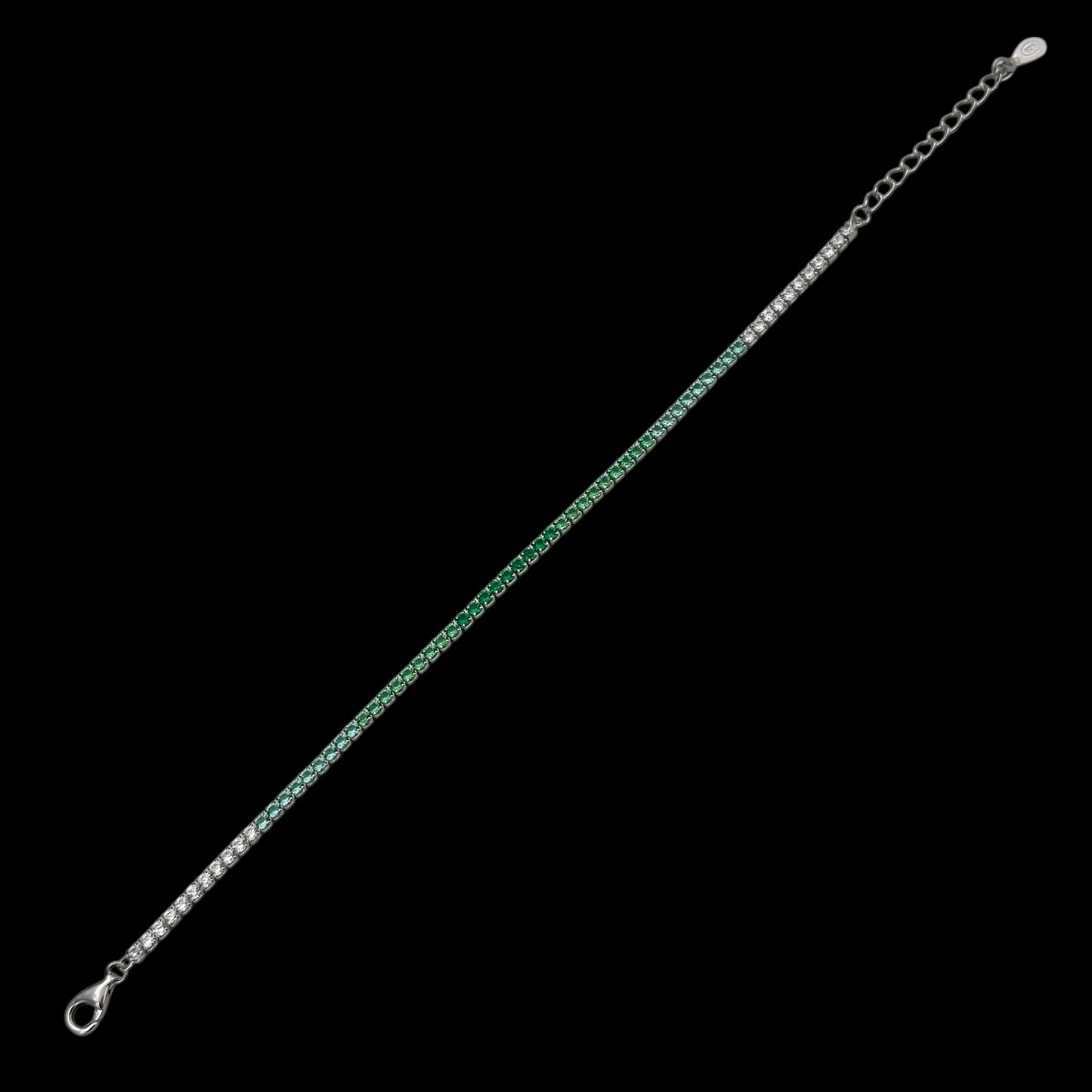 Bratara Tennis 2mm Green Fade Argint