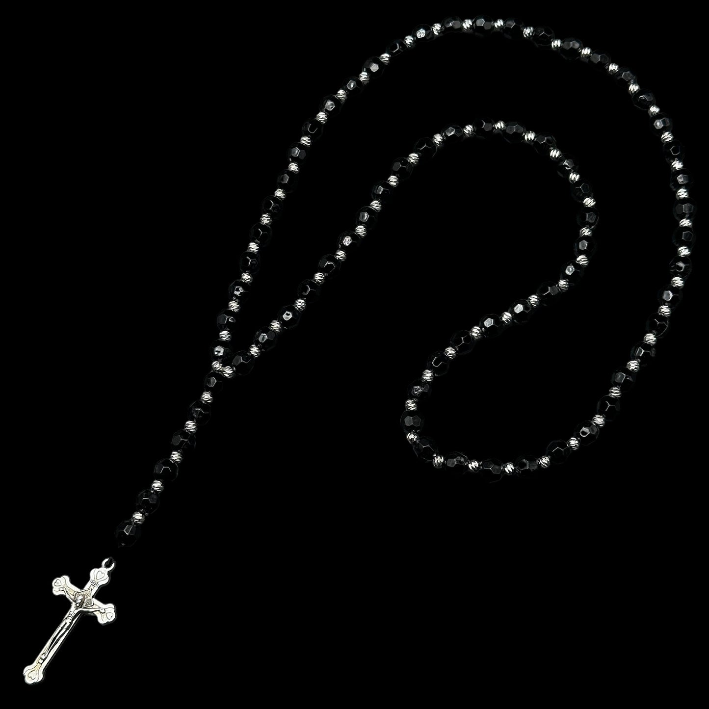 Colier Rosary 5MM Silver