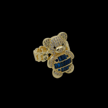 Inel Teddy Bear Blue Placat cu Aur 18K