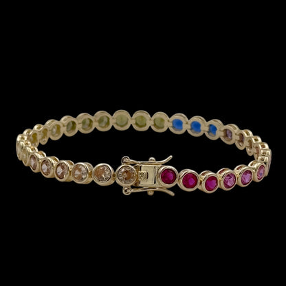 Brățară Tennis Circle Multicolor Placată cu Aur 18K
