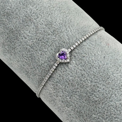 Bratara Tennis Love Purple Argint