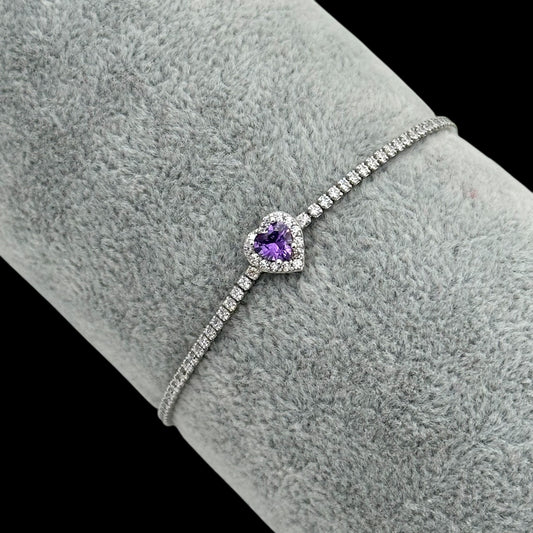 Bratara Tennis Love Purple Argint