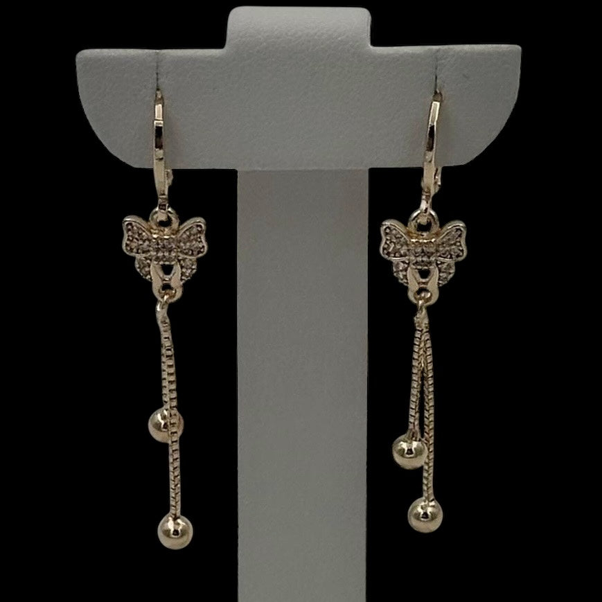 Cercei Long Bow Placați cu Aur 18K