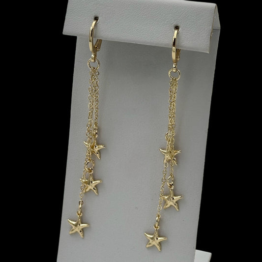 Cercei Long Stars Placați cu Aur 18K