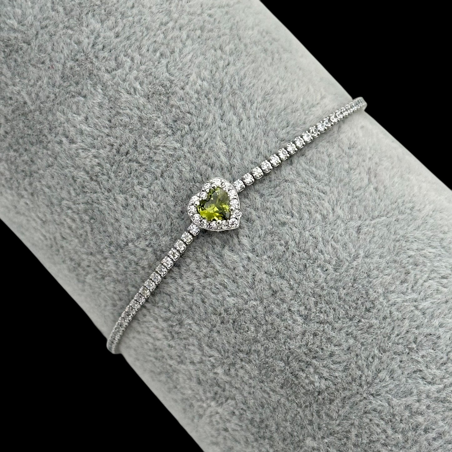 Bratara Tennis Love Light Green Argint