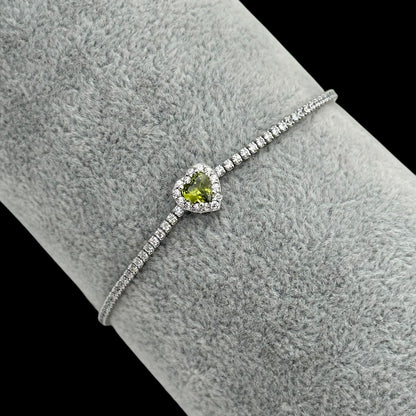 Bratara Tennis Love Light Green Argint