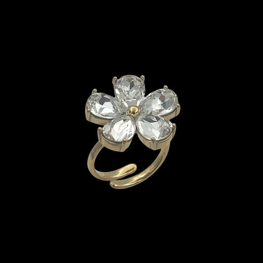 Inel reglabil Flower Placat cu Aur 18K
