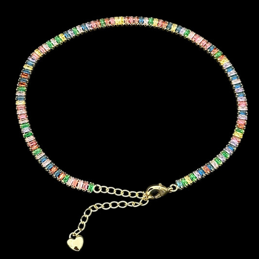 Brățară de picior Tennis Deluxe Multicolor Placată cu Aur 18K