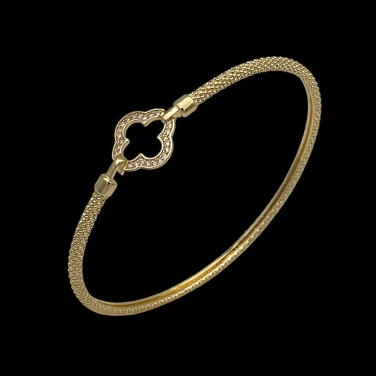 Brățară Fixă Trifoi Placată cu Aur 18K