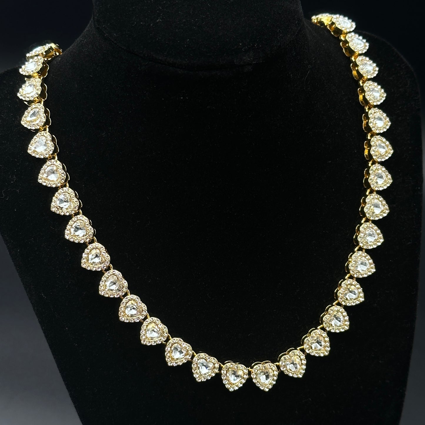 Colier Tennis Loving Hearts Gold