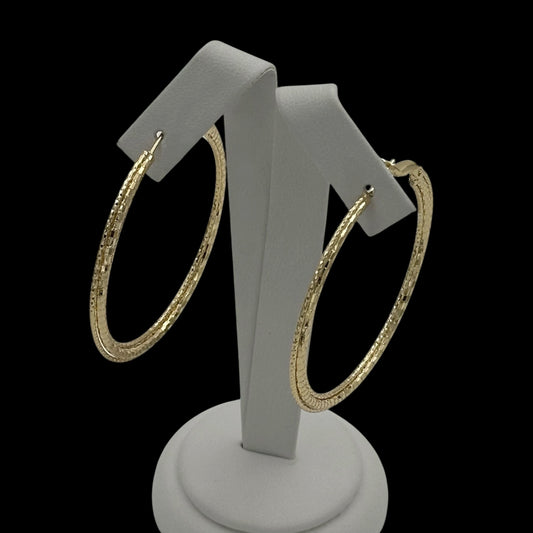 Cercei Circle Texture Placati cu Aur 18K