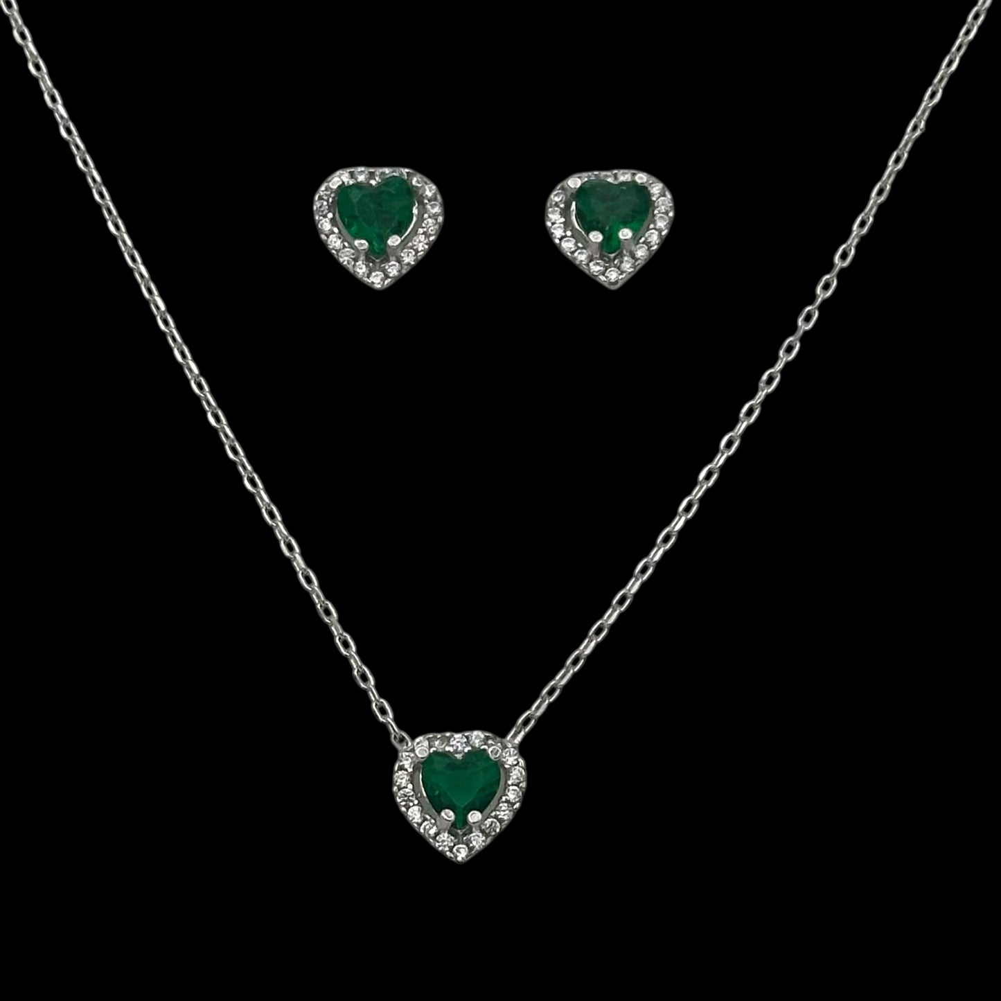 Set Lantisor + Cercei Green Heart Argint