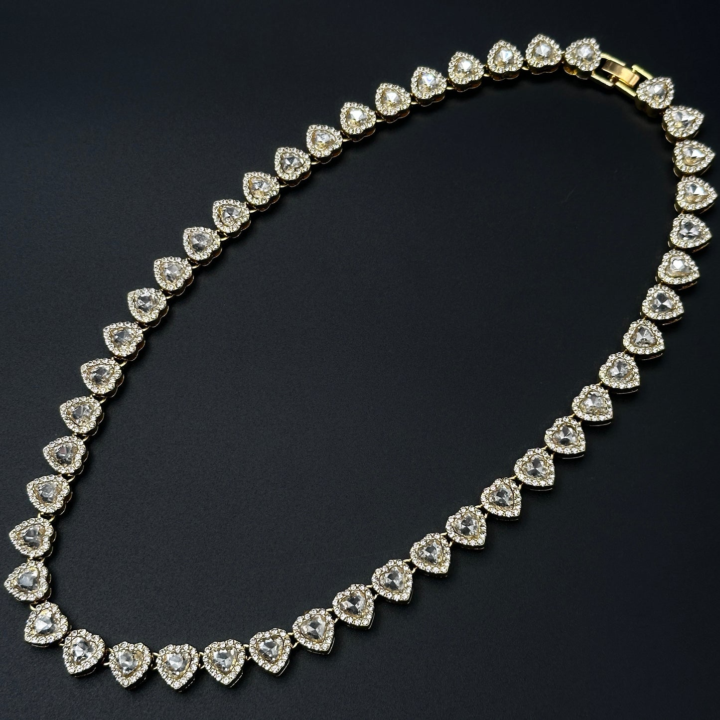 Colier Tennis Loving Hearts Gold