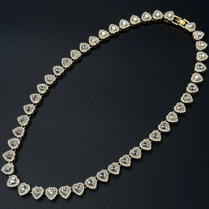 Colier Tennis Loving Hearts Gold