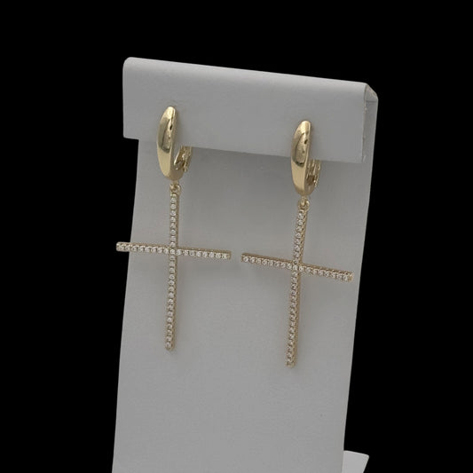 Cercei Cross Placati cu Aur 18K