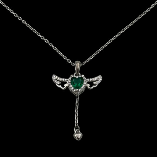Lantisor Angel Wings Green Argint