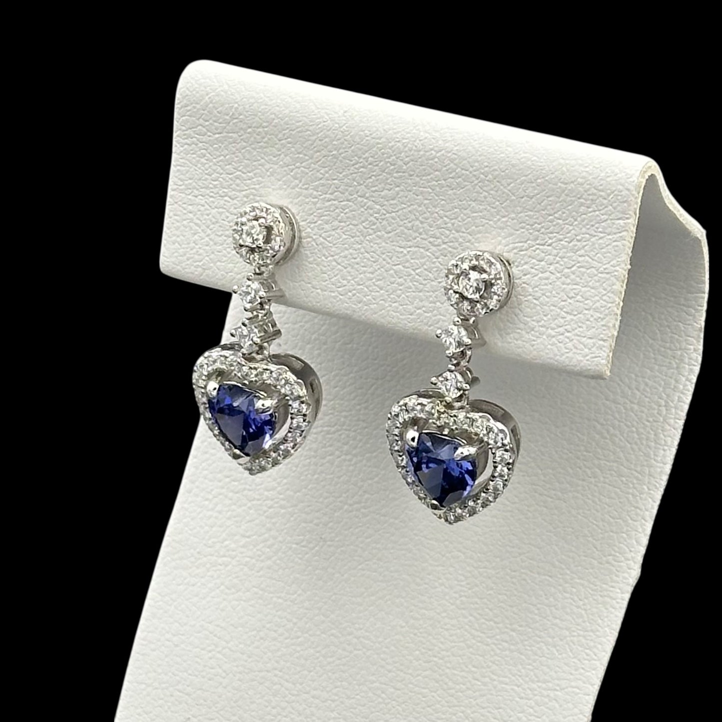 Cercei Heart Blue Argint