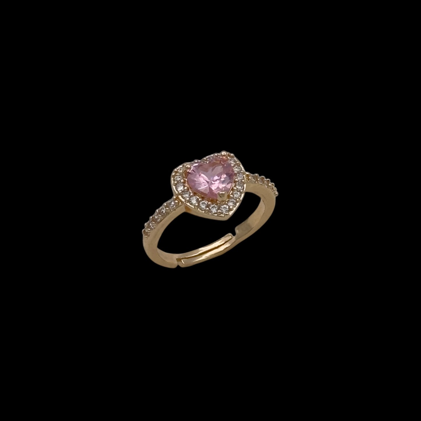 Inel reglabil Heart Pink Placat cu Aur 18K