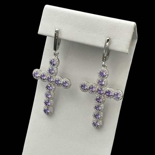 Cercei Cross Angely Purple Argint