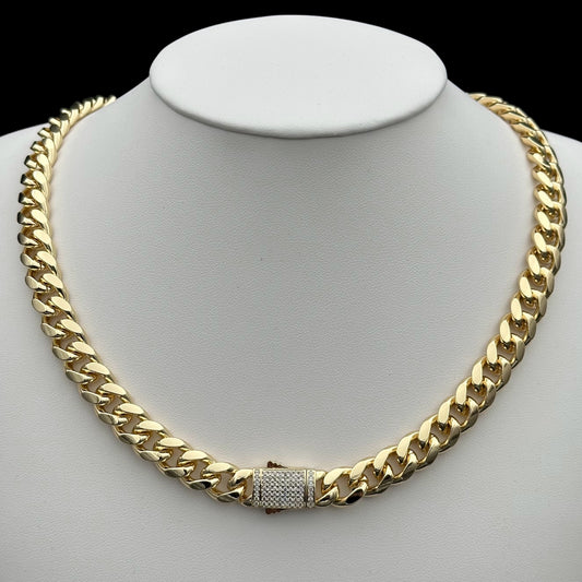Colier Cuban Clear 10mm Placat cu Aur 18K
