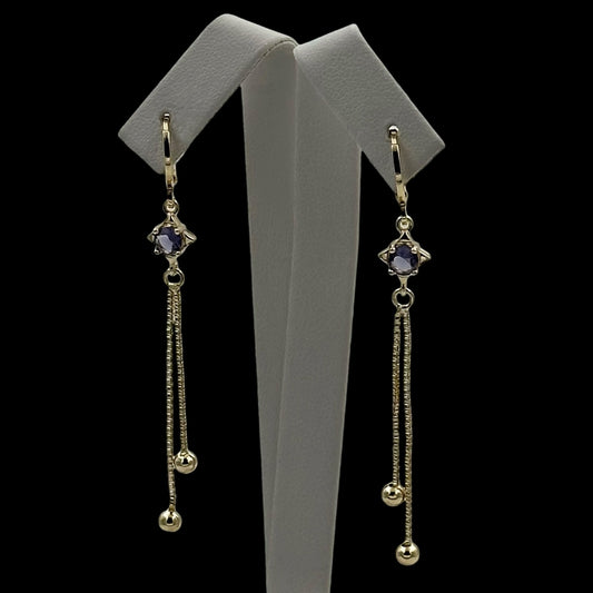 Cercei Eye Purple Placati cu Aur 18K