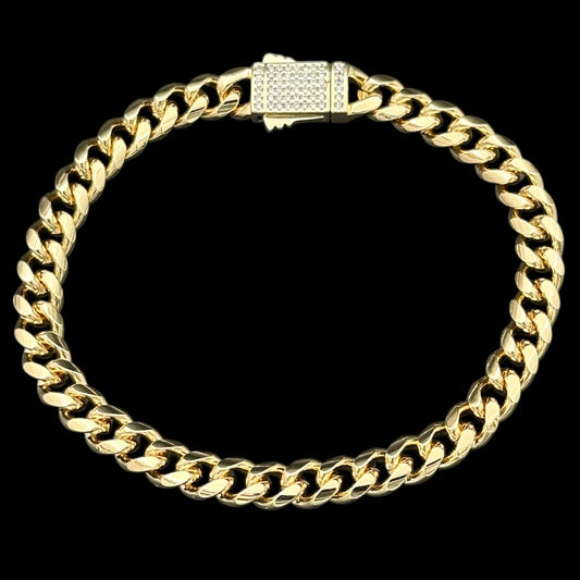 Brățară Cuban 6mm Placată cu Aur 18K