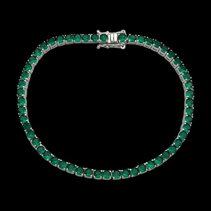 Bratara Tennis Green Argint