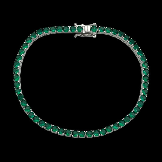 Bratara Tennis Green Argint