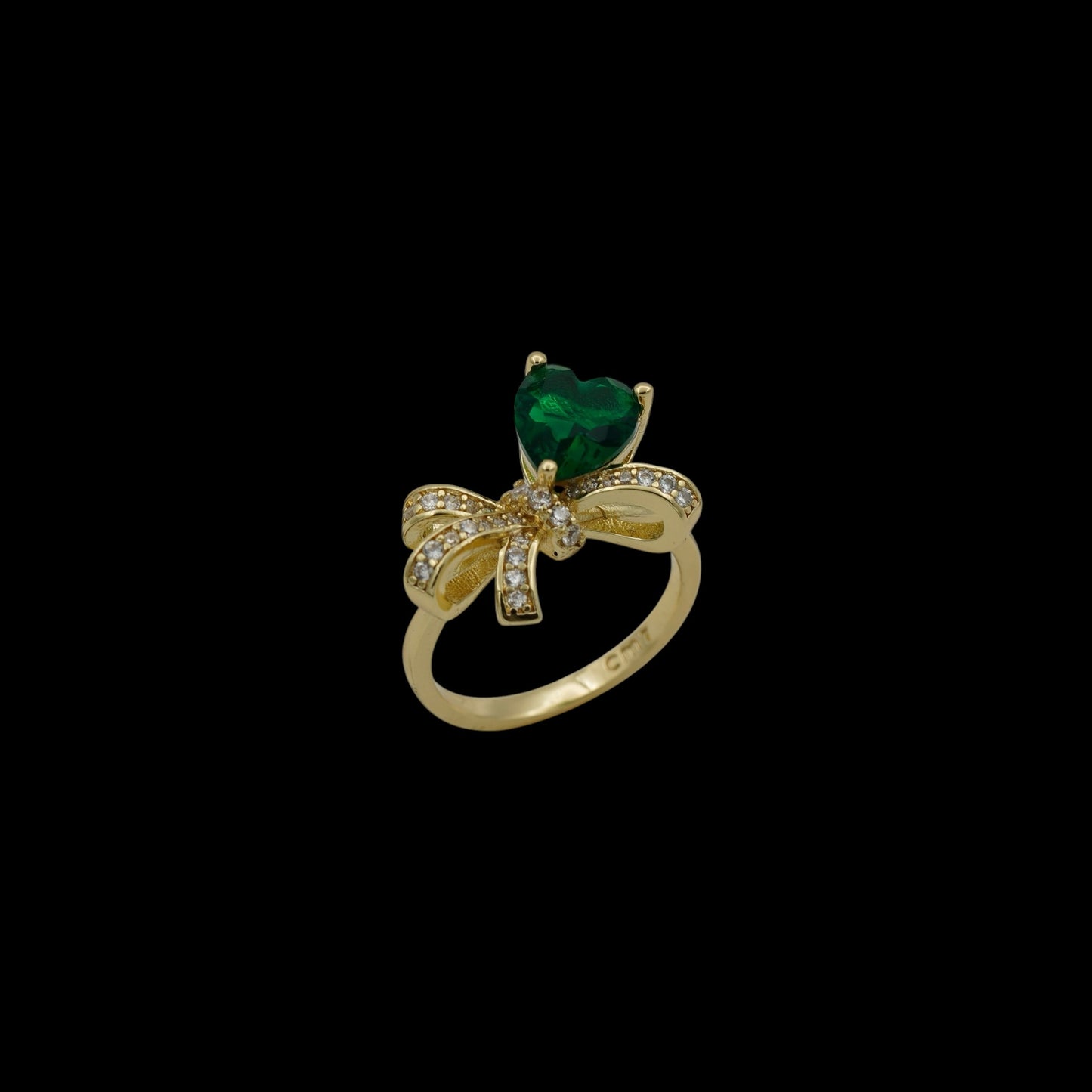 Inel Bound by Love Green Placat cu Aur 18K