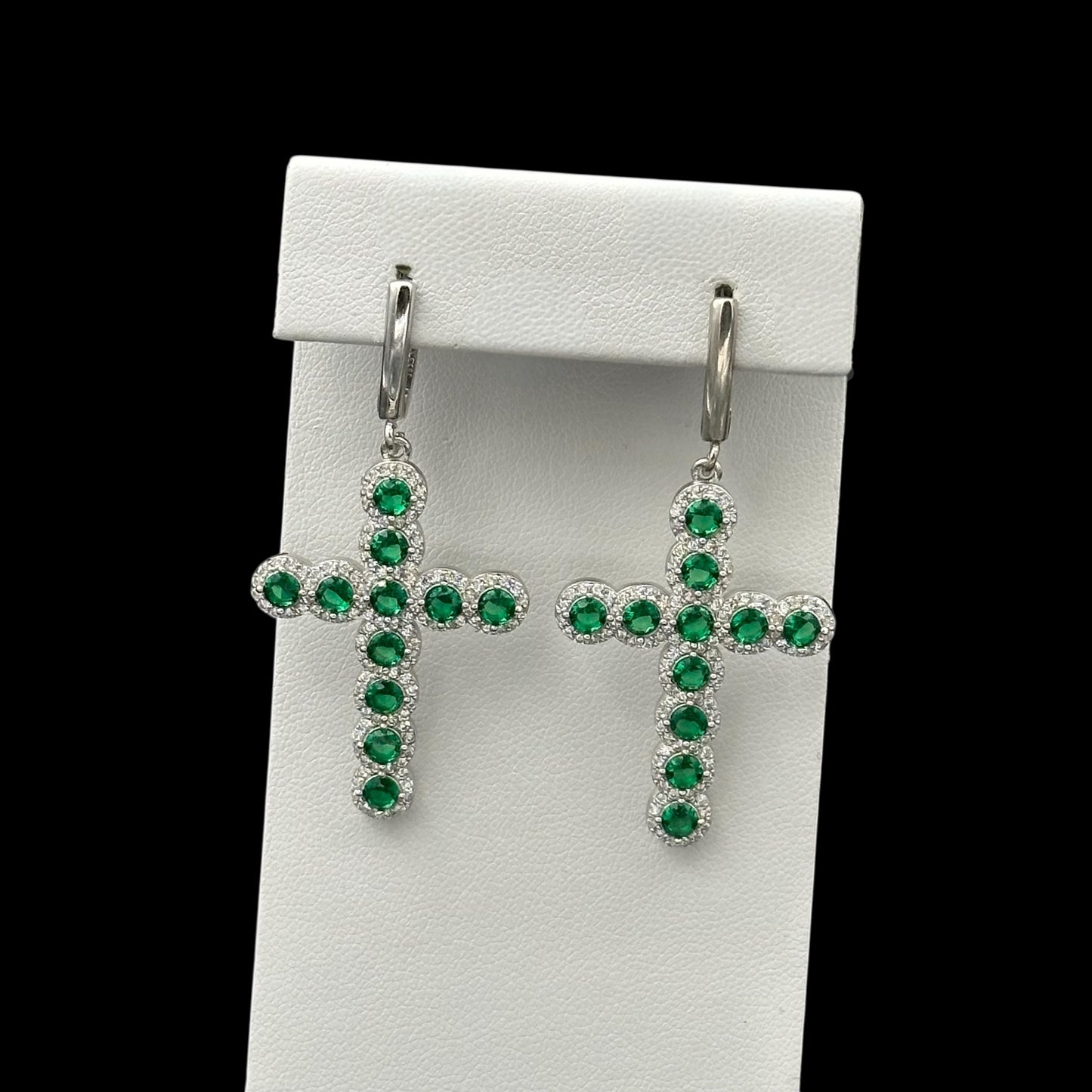 Cercei Cross Angely Green Argint