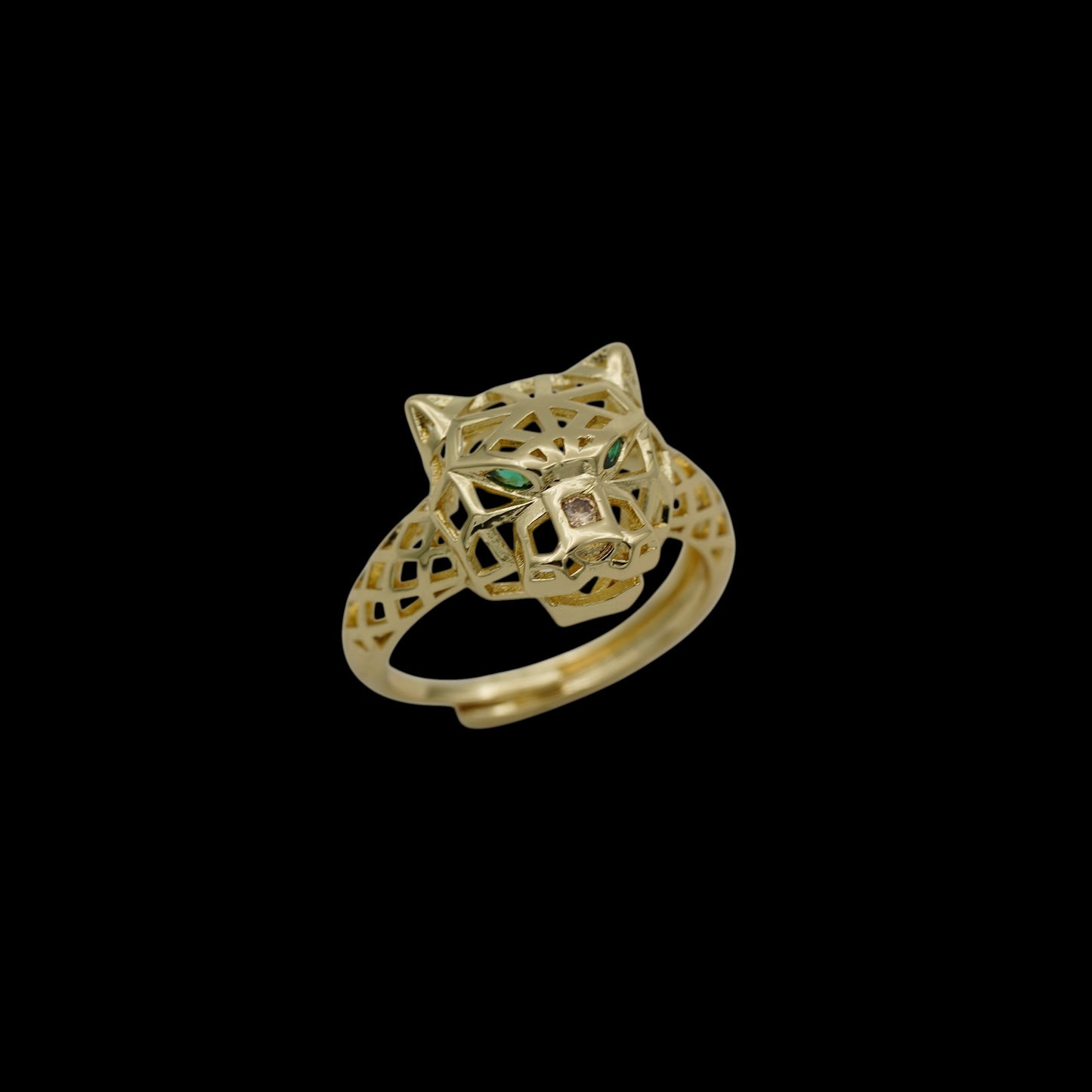 Inel reglabil Panthera Special Placat cu Aur 18K