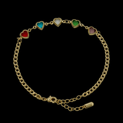 Bratara de picior Love Multicolor Placata cu Aur 18K