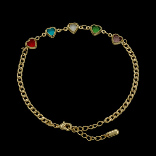 Bratara de picior Love Multicolor Placata cu Aur 18K