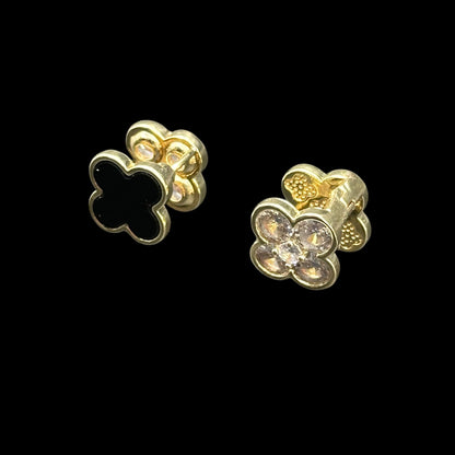 Cercei Trifoi Duo Black Placați cu Aur 18K