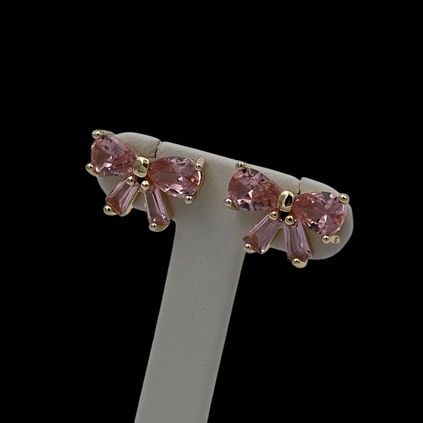 Cercei Mini Bow Pink Placați cu Aur 18K