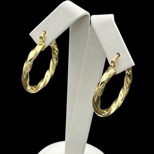Cercei Circle Twisted S Placați cu Aur 18K