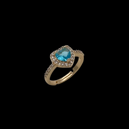 Inel reglabil Heart Blue Placat cu Aur 18K