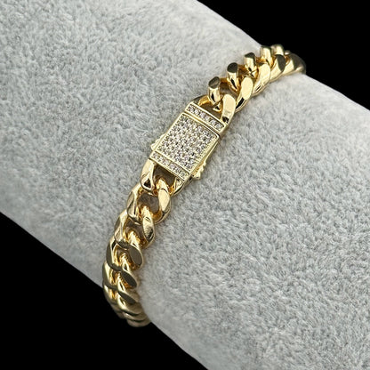 Brățară Cuban 8mm Placată cu Aur 18K