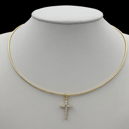 Colier Choker Cross Placat cu Aur 18K