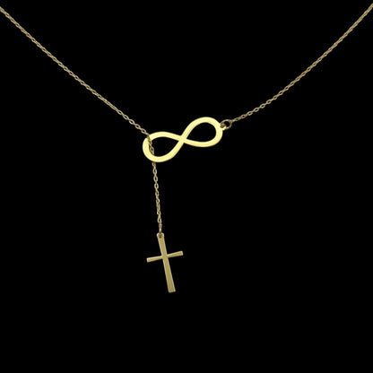 Lantisor Infinity Cross Argint Placat cu Aur 14K