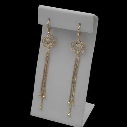 Cercei Long Rose Placati cu Aur 18K