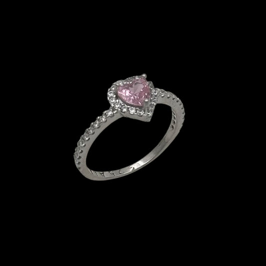 Inel Heart Pink Argint