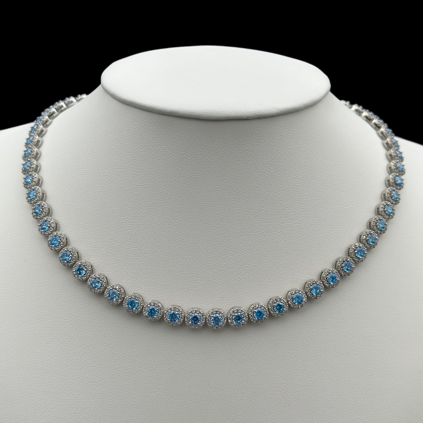 Colier Tennis Angely Light Blue Argint